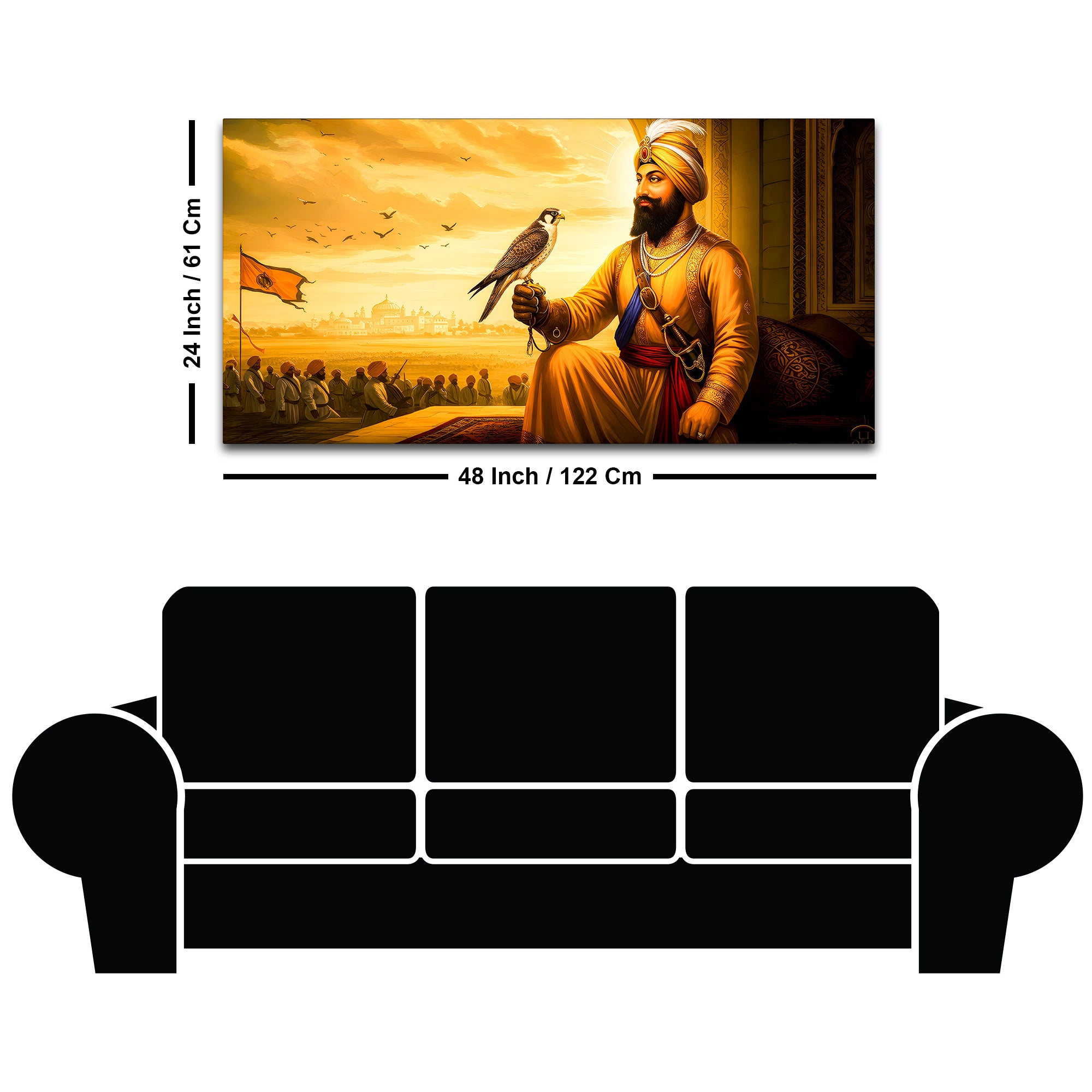 Divine Sikh Guru Ji Wall Painting with Religious Symbol