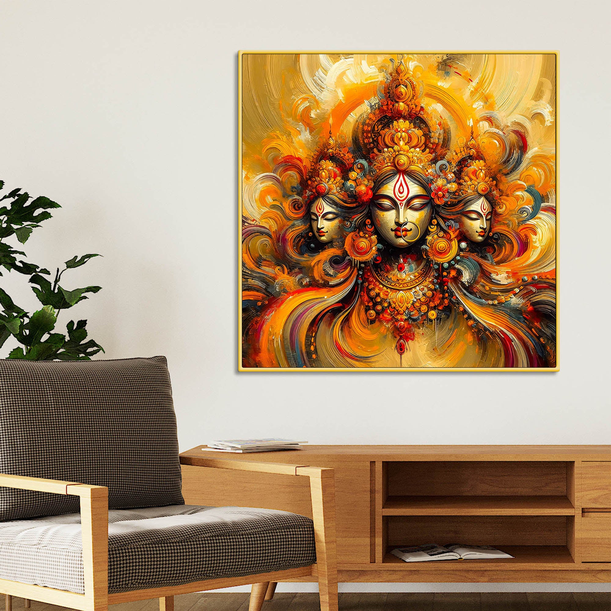 Divine Three Goddesses Canvas Wall Painting