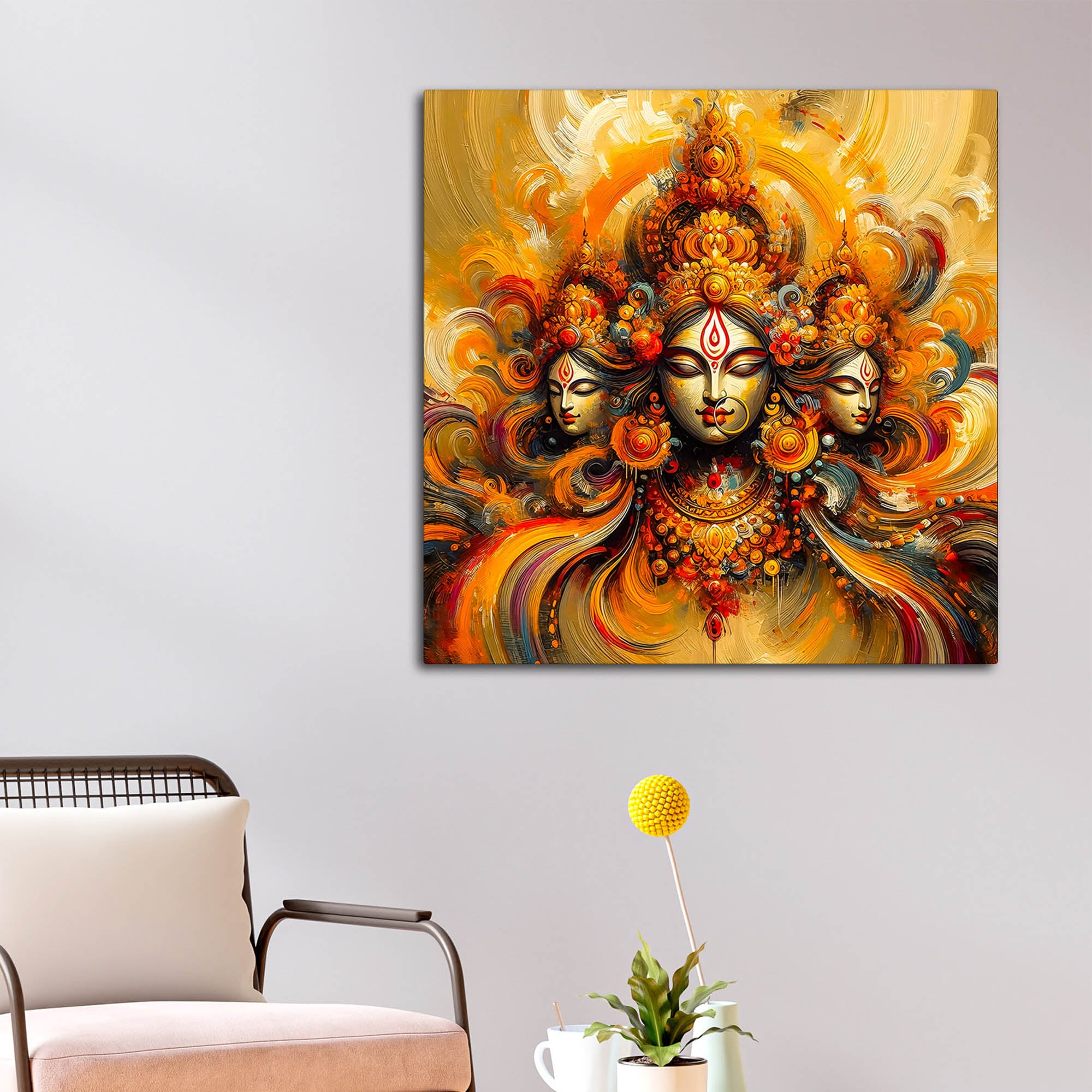 Divine Three Goddesses Canvas Wall Painting