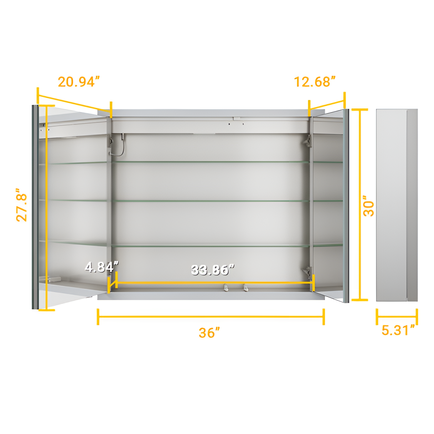 Double Door LED Mirror Cabinet with Warm Backlight and Touch Sensor