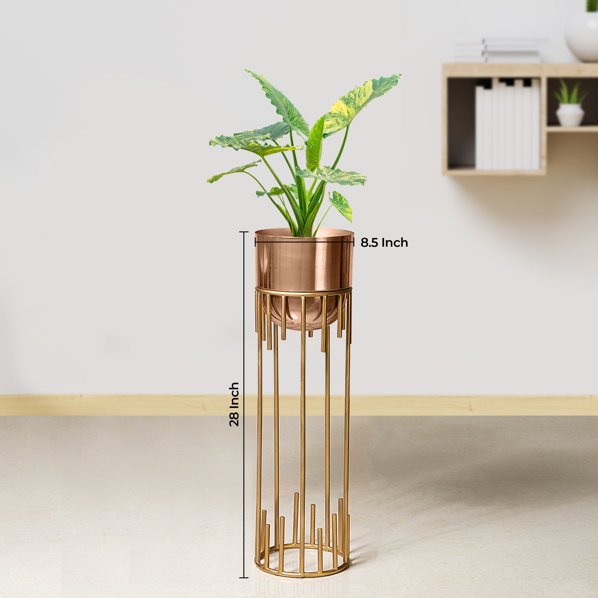 Dripping Luxury Metal Gold Stand & Ross Gold Pot - Medium Size Planter