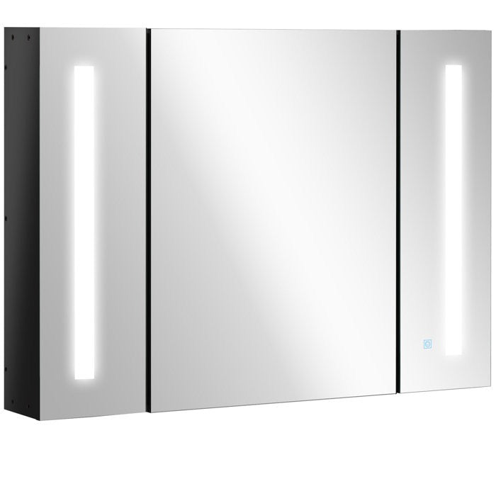 Dual LED Strip With Three Door Bathroom Mirror Cabinet