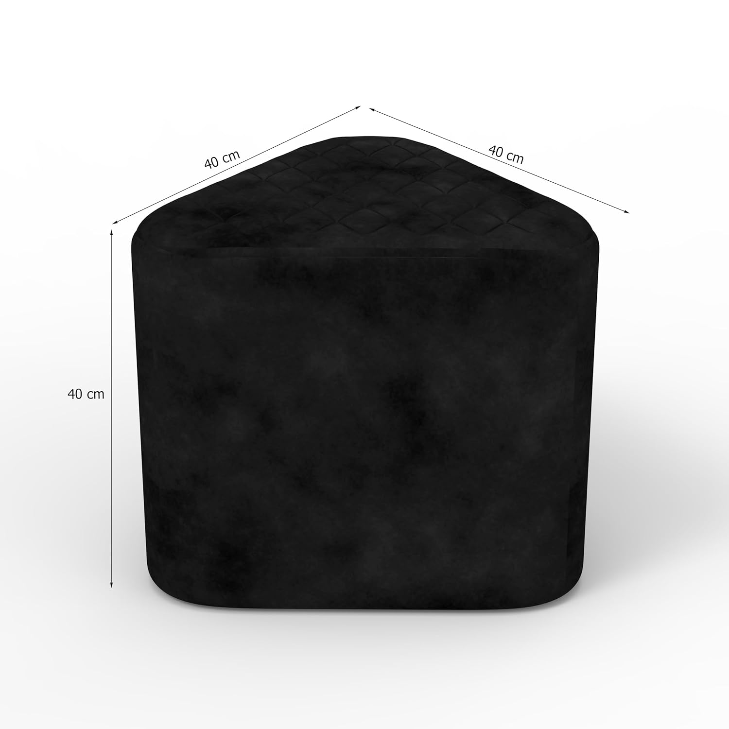 Elegant Black Ottoman Pouffe with Diamond-Stitch Top