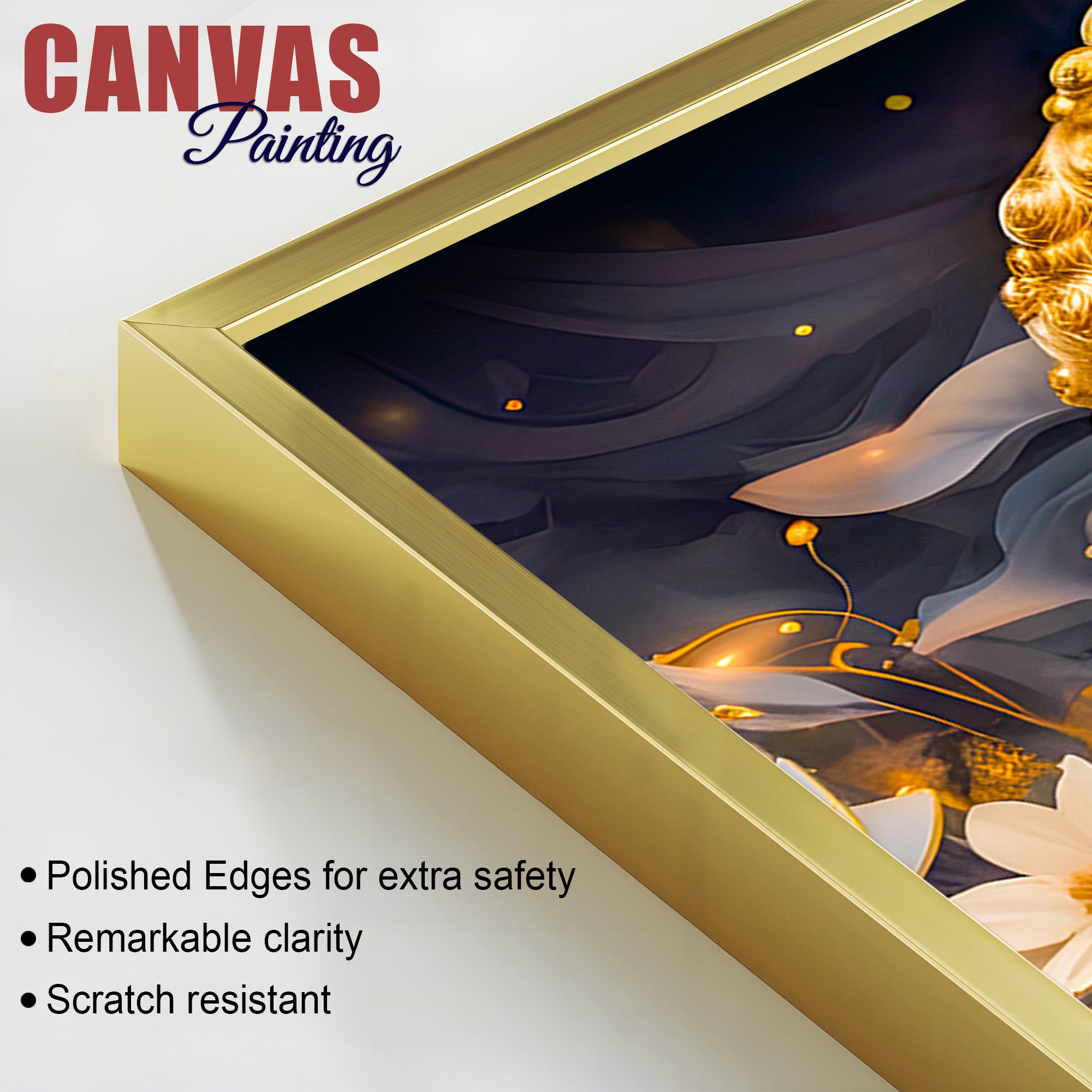 Elegant Buddha Face Lotus Wall Painting for Home