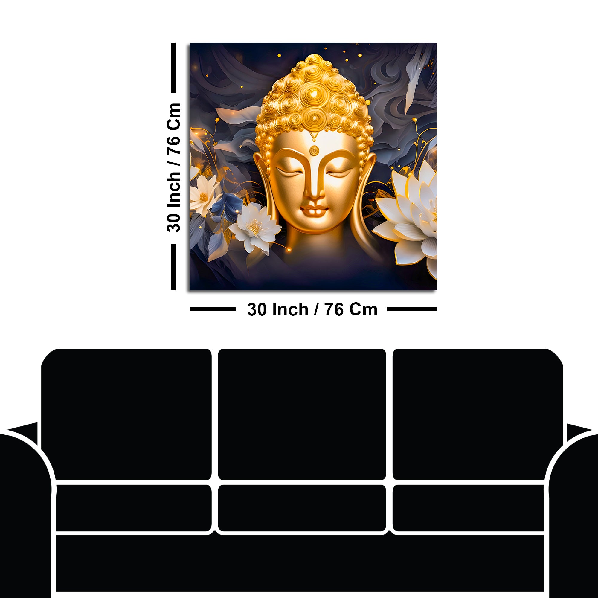 Elegant Buddha Face Lotus Wall Painting for Home