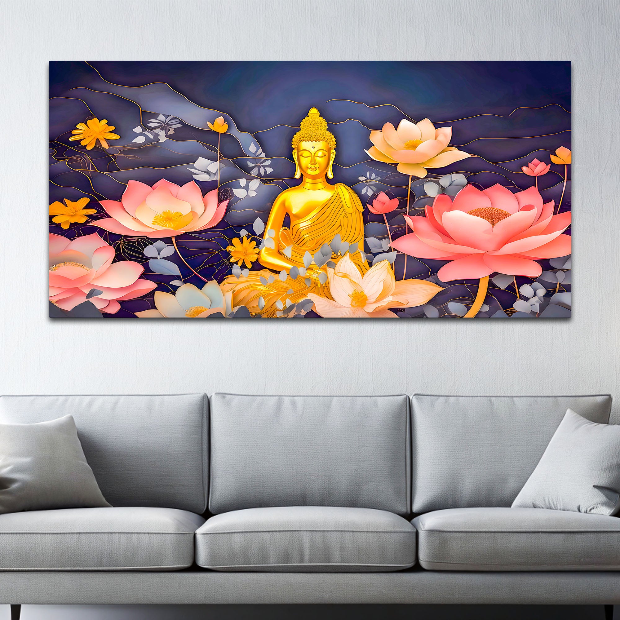 Elegant Buddha Wall Painting for Luxury Home