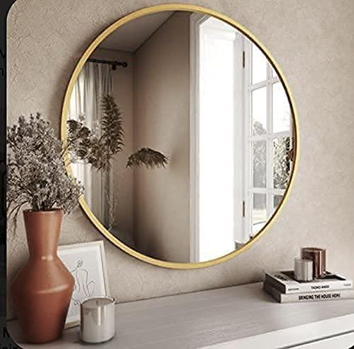 Elegant Circle Wall Mirror with Slim Golden Frame