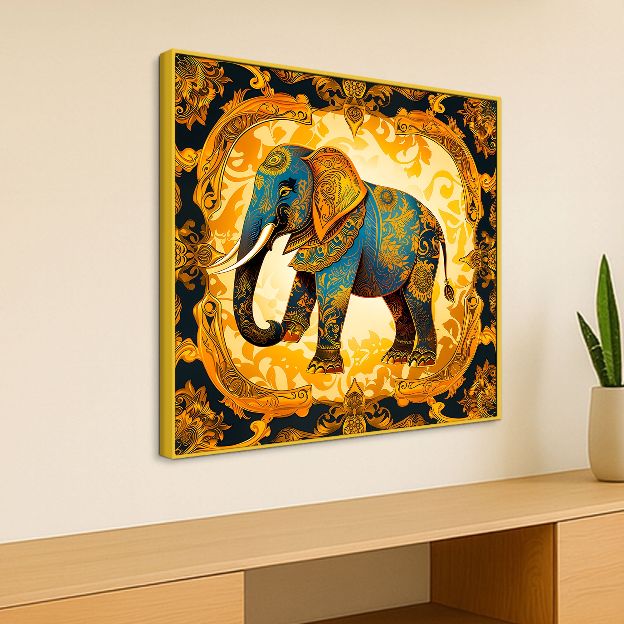 Elegant Elephant Painting for Living Room Wall Décor