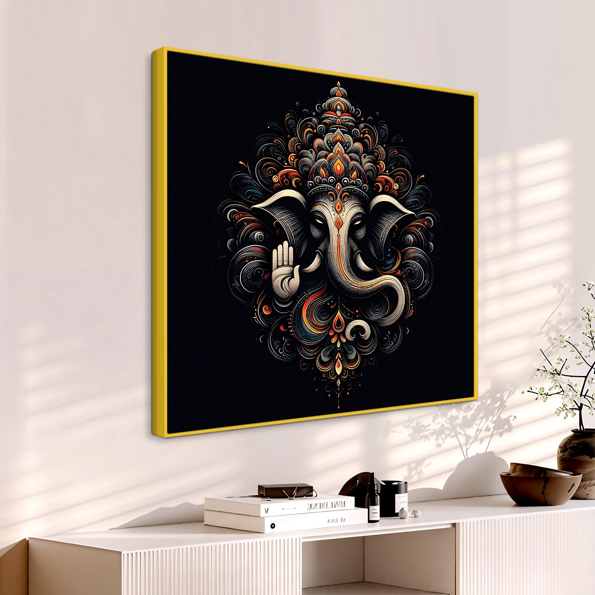 Elegant Ganesha Pooja Room Wall Décor Painting