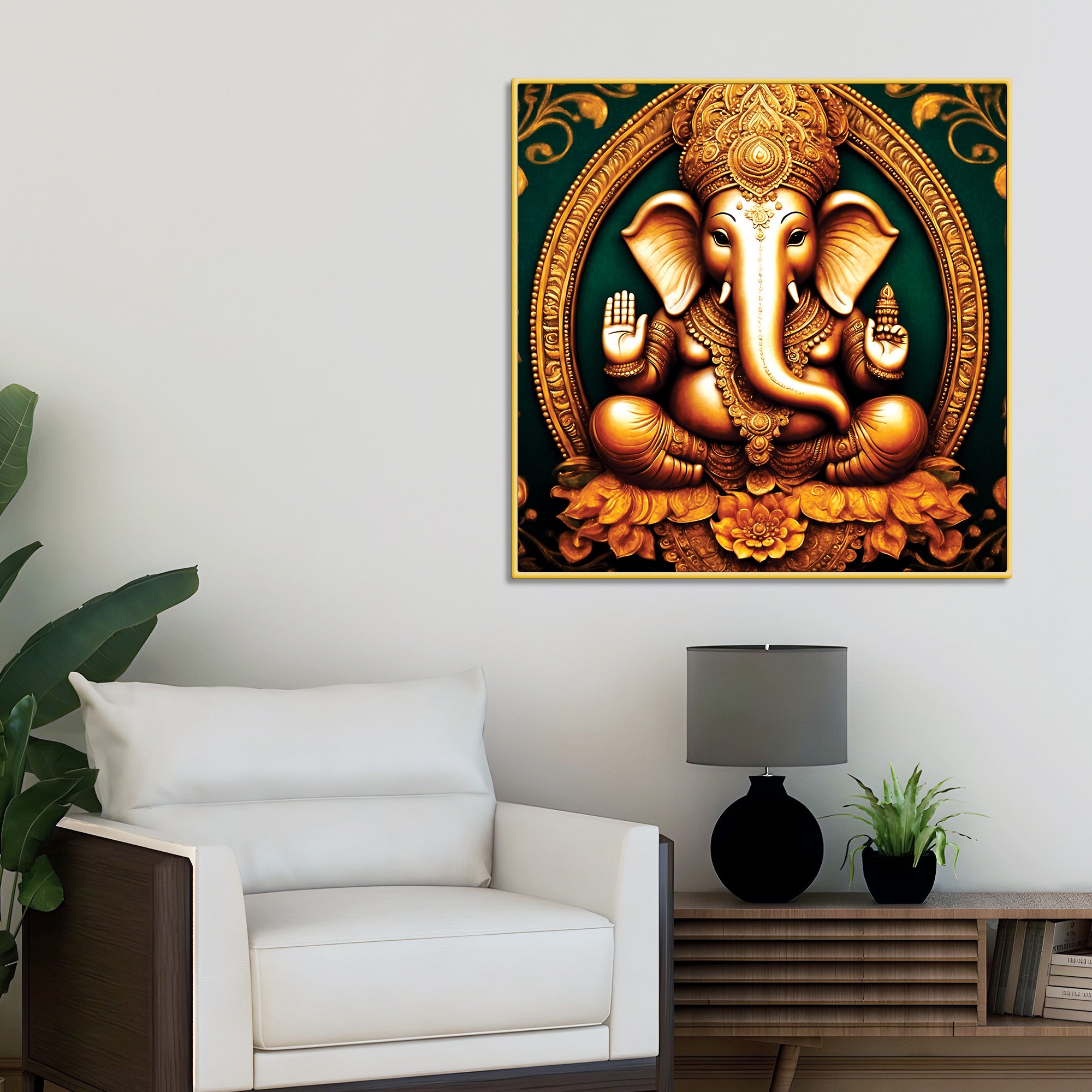 Elegant Ganpati Bappa Ji Canvas Painting