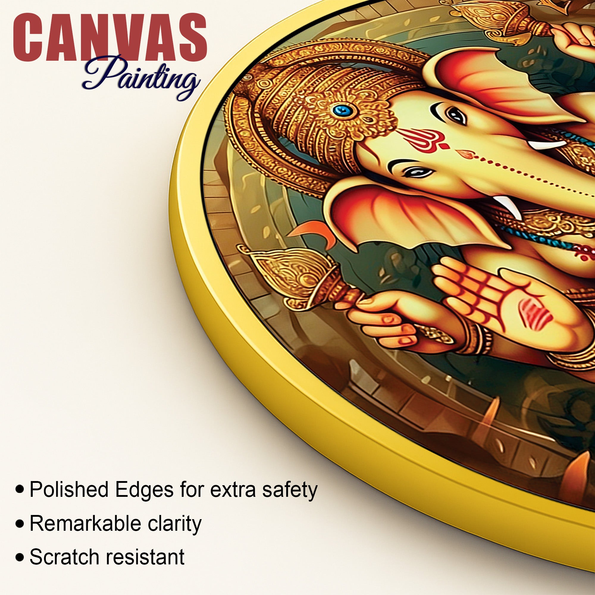 Elegant Ganpati Bappa Round Canvas Painting