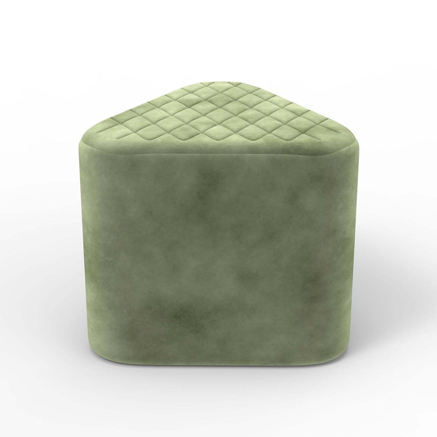 Elegant Green Ottoman Pouffe with Diamond-Stitch Top