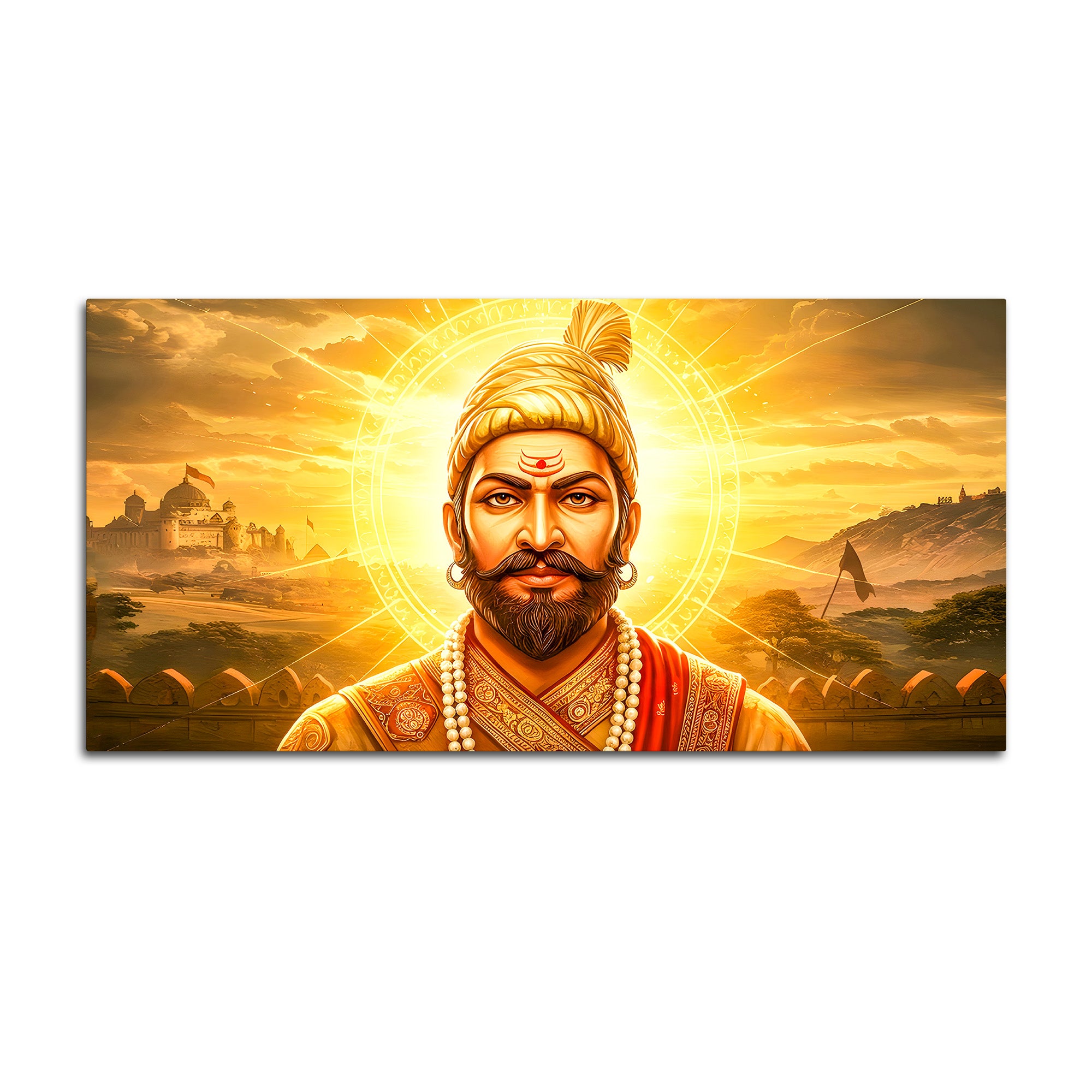 Elegant Indian Royal Warrior Shivaji Maharaj Canvas Painting