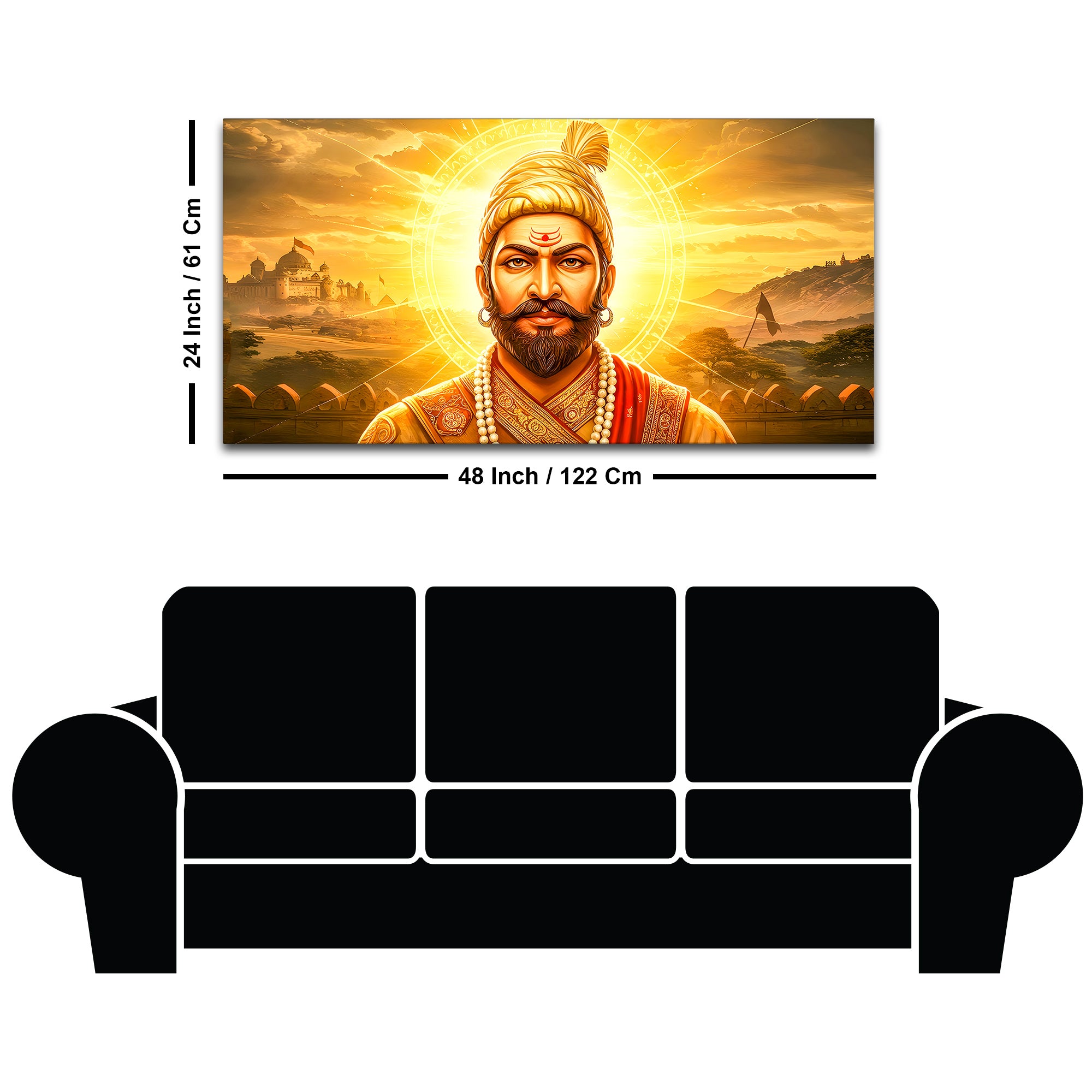 Elegant Indian Royal Warrior Shivaji Maharaj Canvas Painting