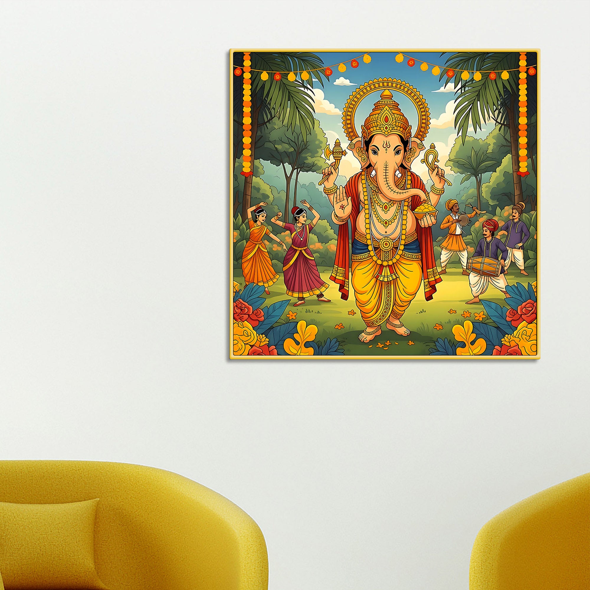 Elegant Lord Ganesh Ji Wall Painting