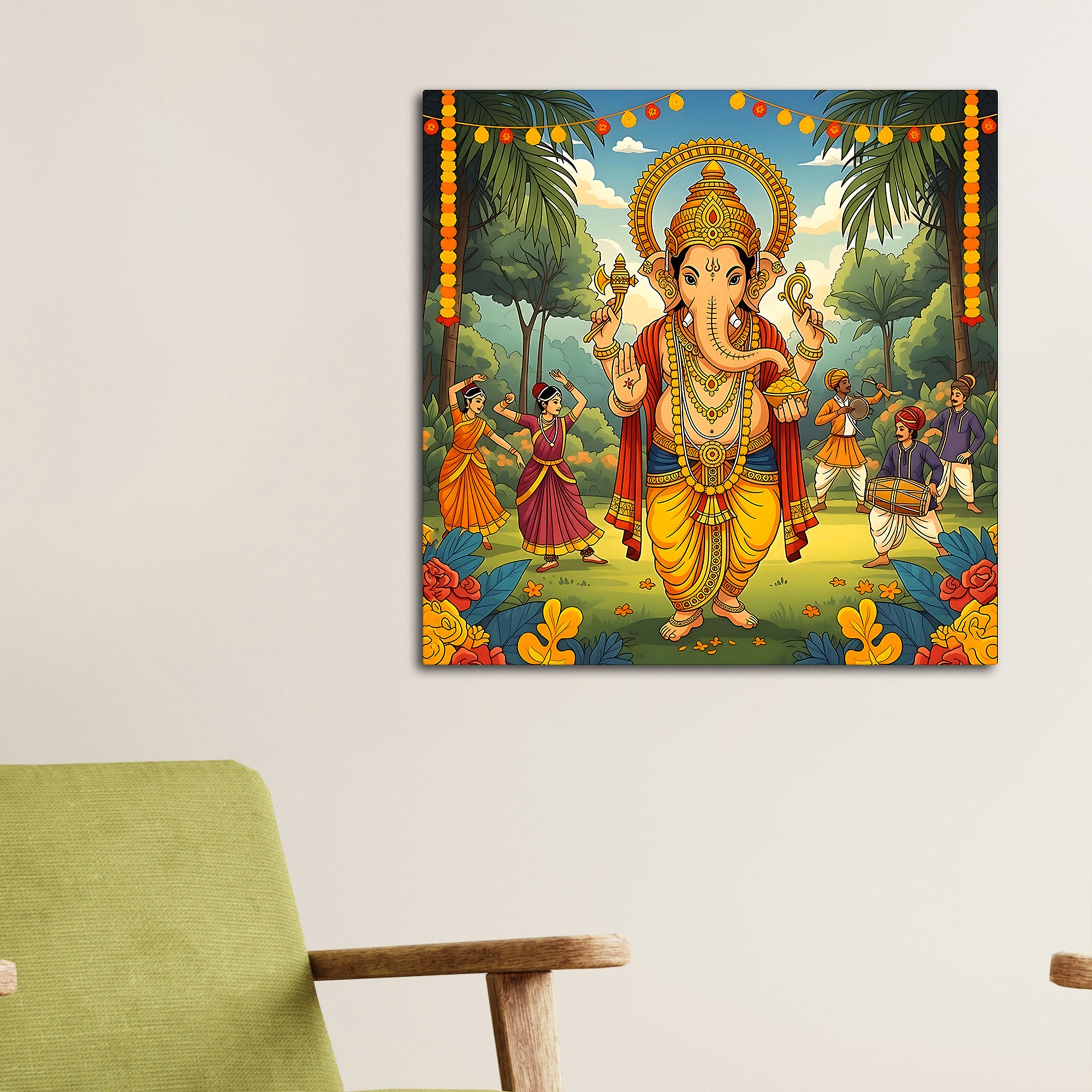 Elegant Lord Ganesh Ji Wall Painting