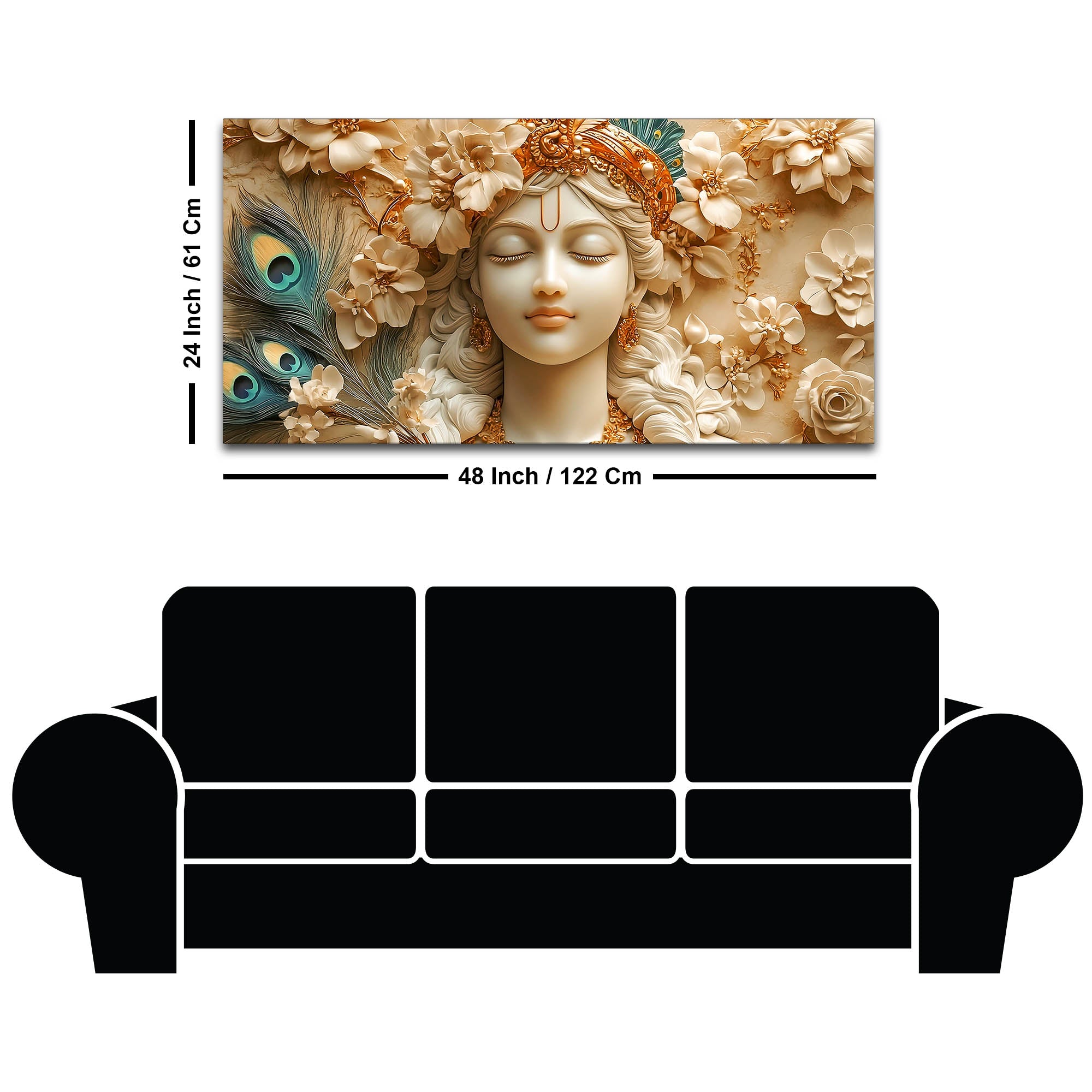 Elegant Lord Krishna Face Canvas Painting – Premium Spiritual Decor