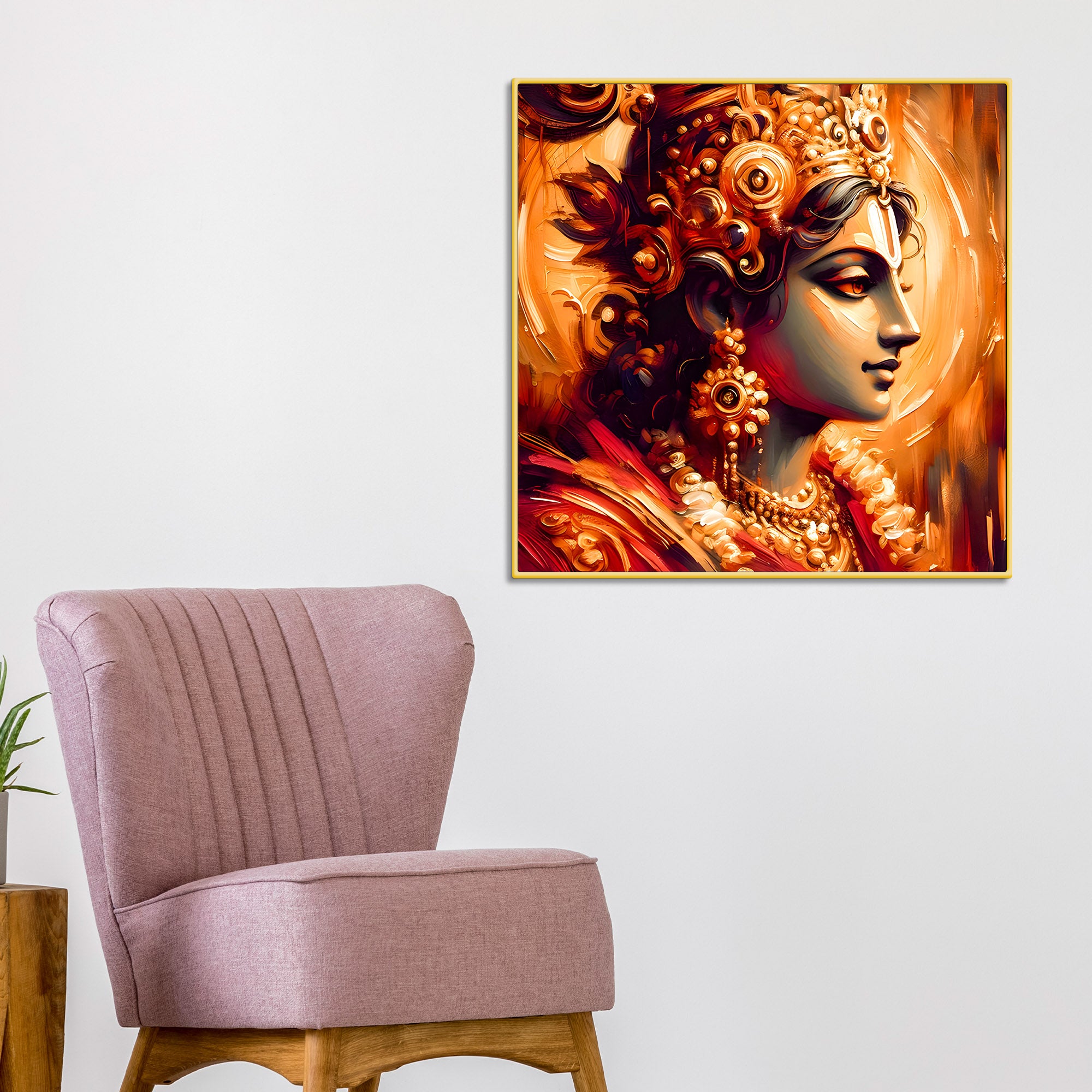 Elegant Lord Krishna Portrait Canvas Wall Painting for Living Room