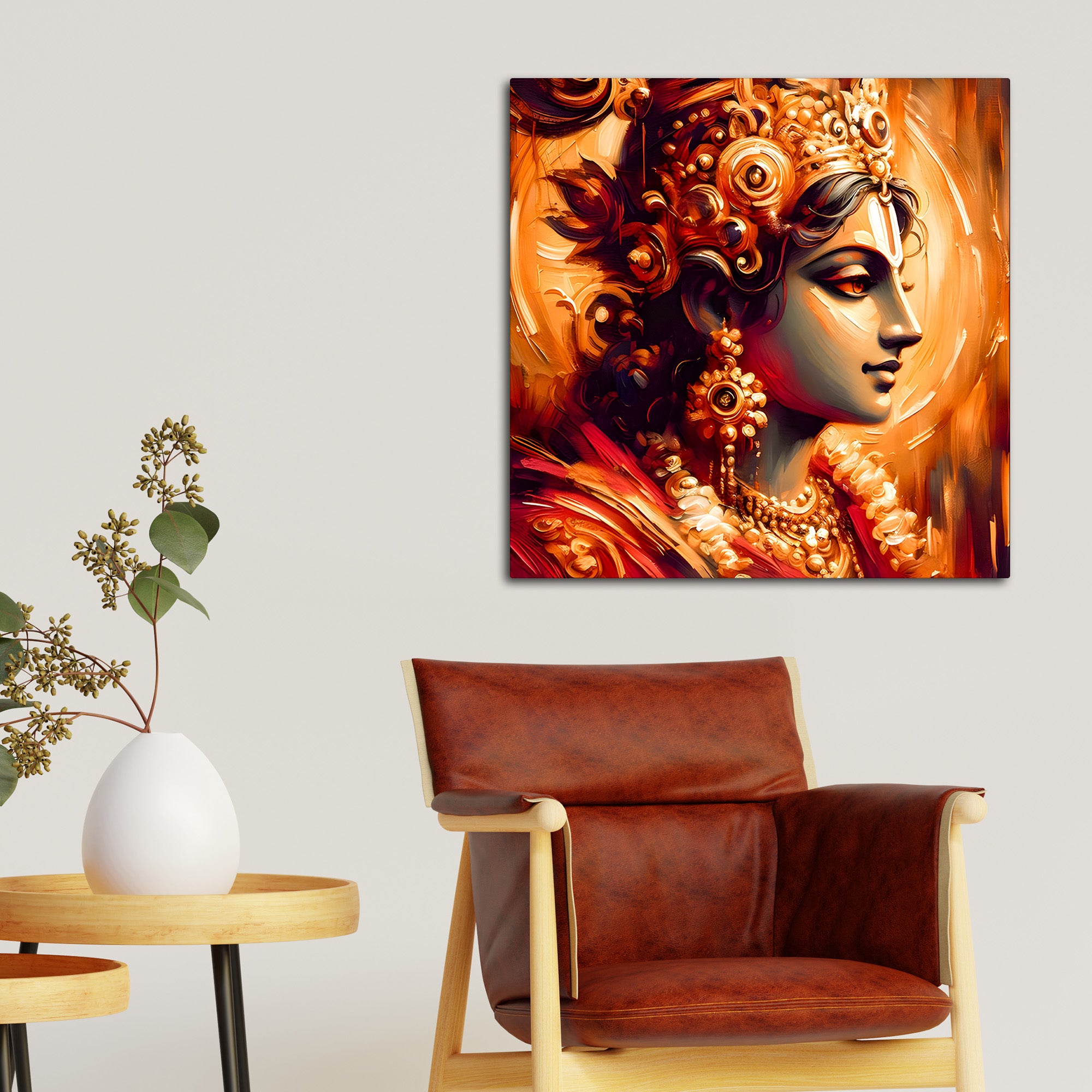 Elegant Lord Krishna Portrait Canvas Wall Painting for Living Room