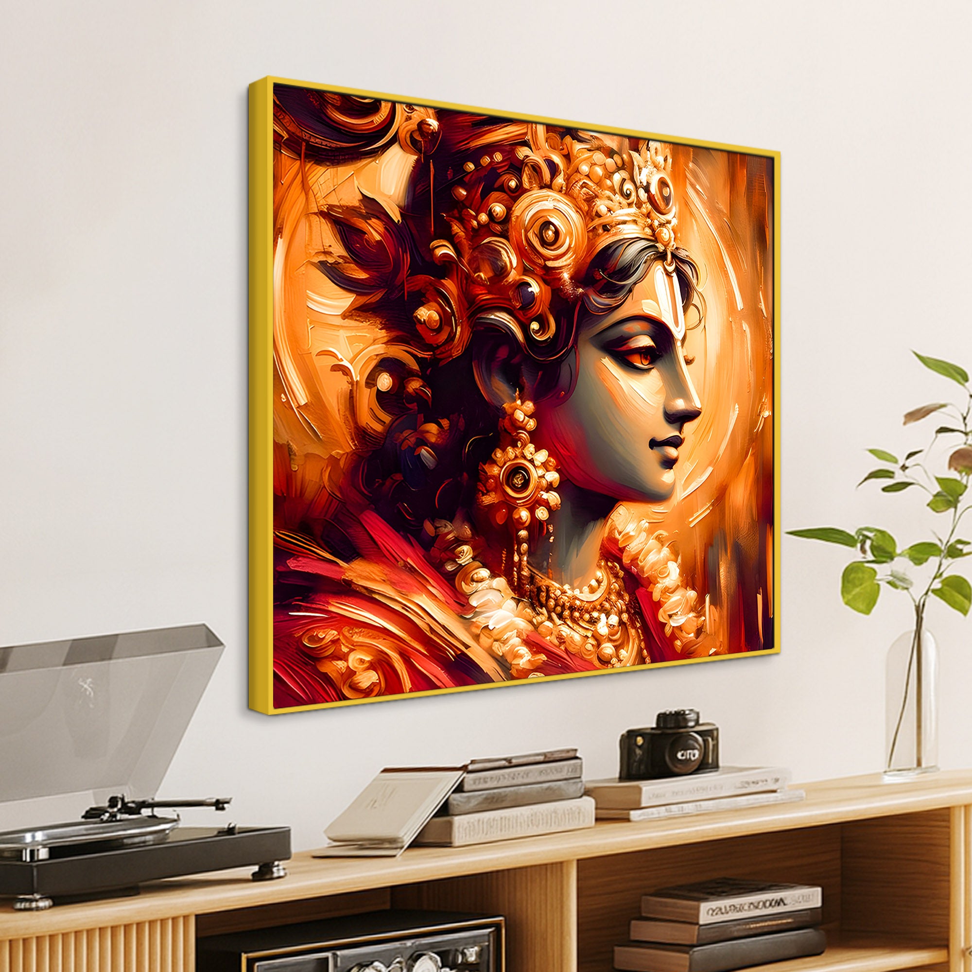 Elegant Lord Krishna Portrait Canvas Wall Painting for Living Room