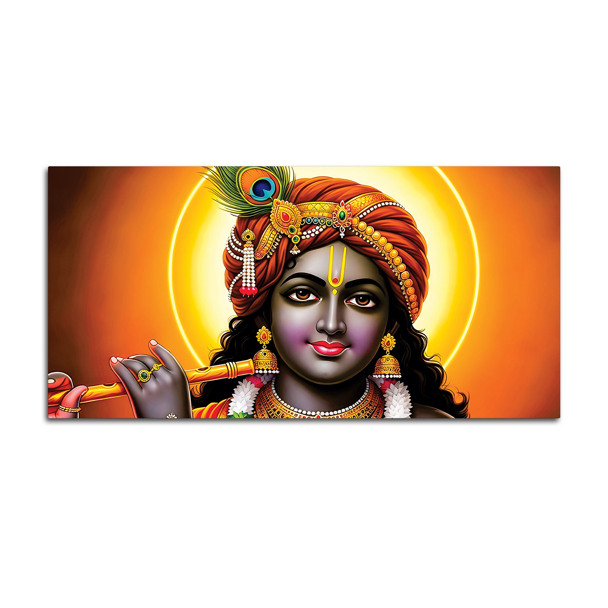 Elegant Lord Krishna Spiritual Canvas Painting for Living Room