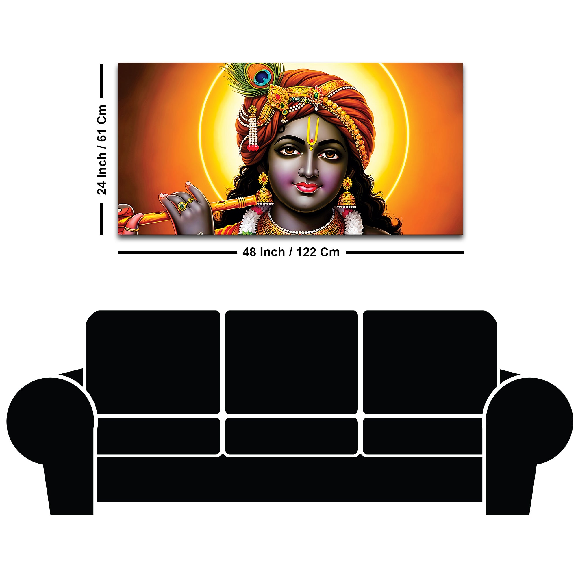 Elegant Lord Krishna Spiritual Canvas Painting for Living Room