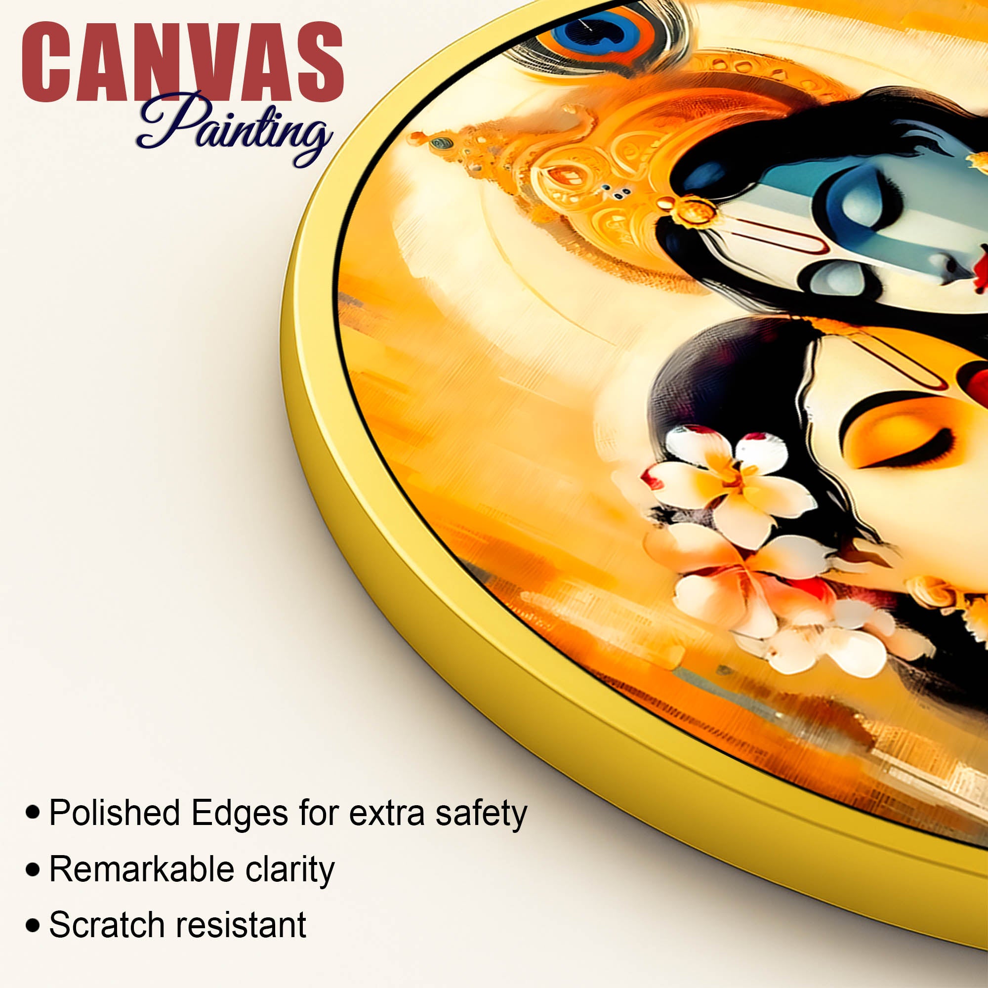 Elegant Lord Radha Krishna Round Wall Painting