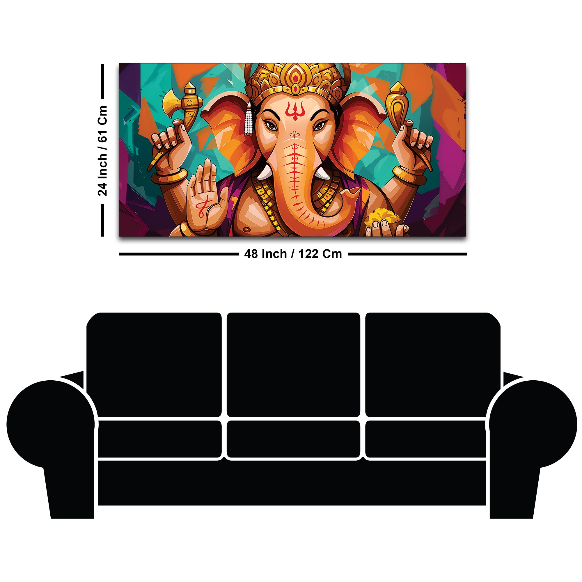 Elegant Lord Shri Ganesha Abstract Colorful Canvas Wall Painting – Contemporary Indian Spiritual Wall Art