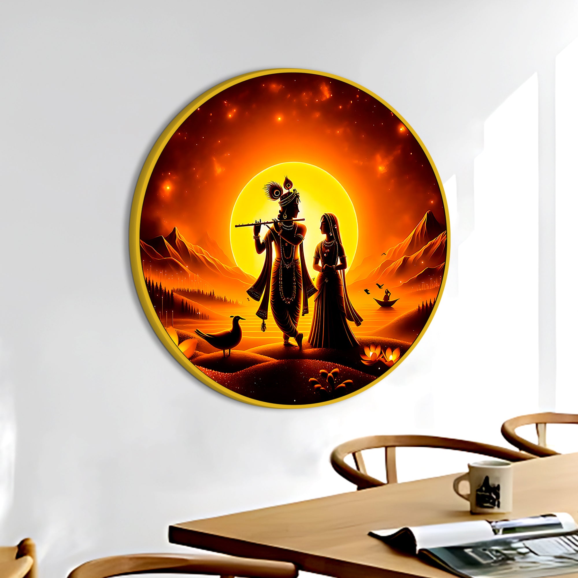 Elegant Radha Krishna Ji Round Frame Painting