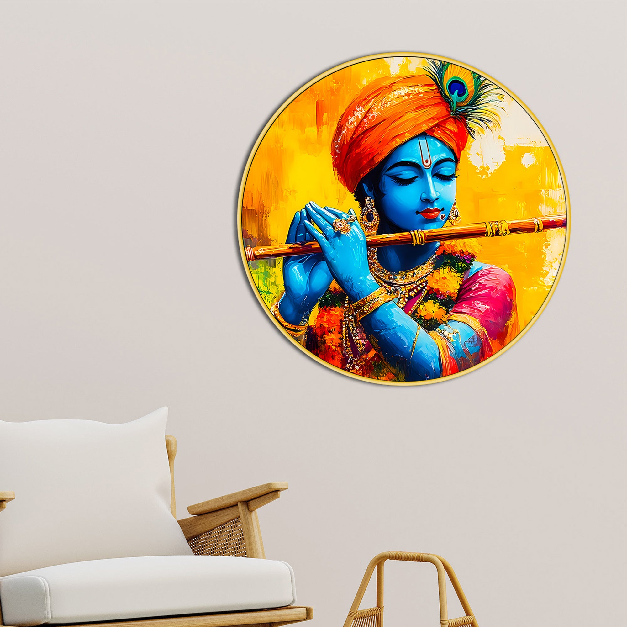 elegant-shri-krishna-round-painting-for-living-room