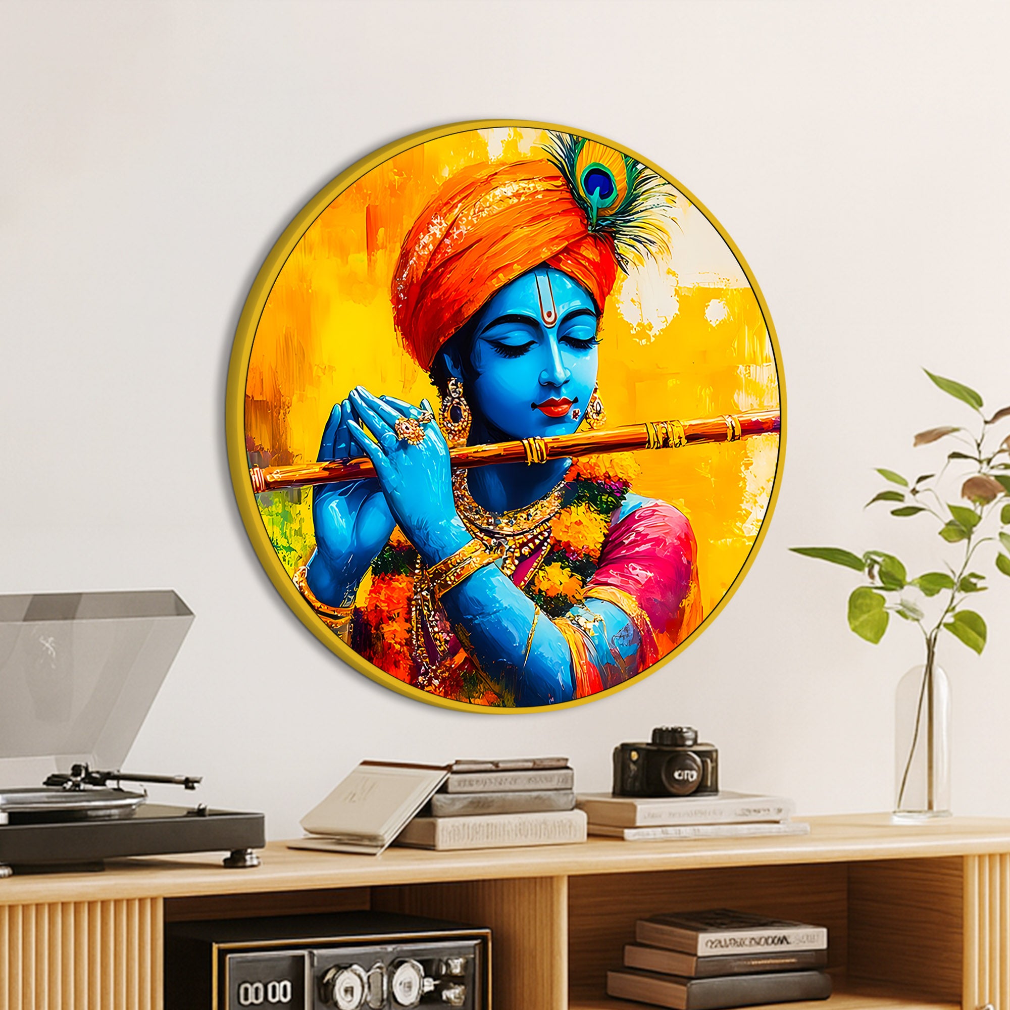 Elegant Shri Krishna Round Painting for Living Room