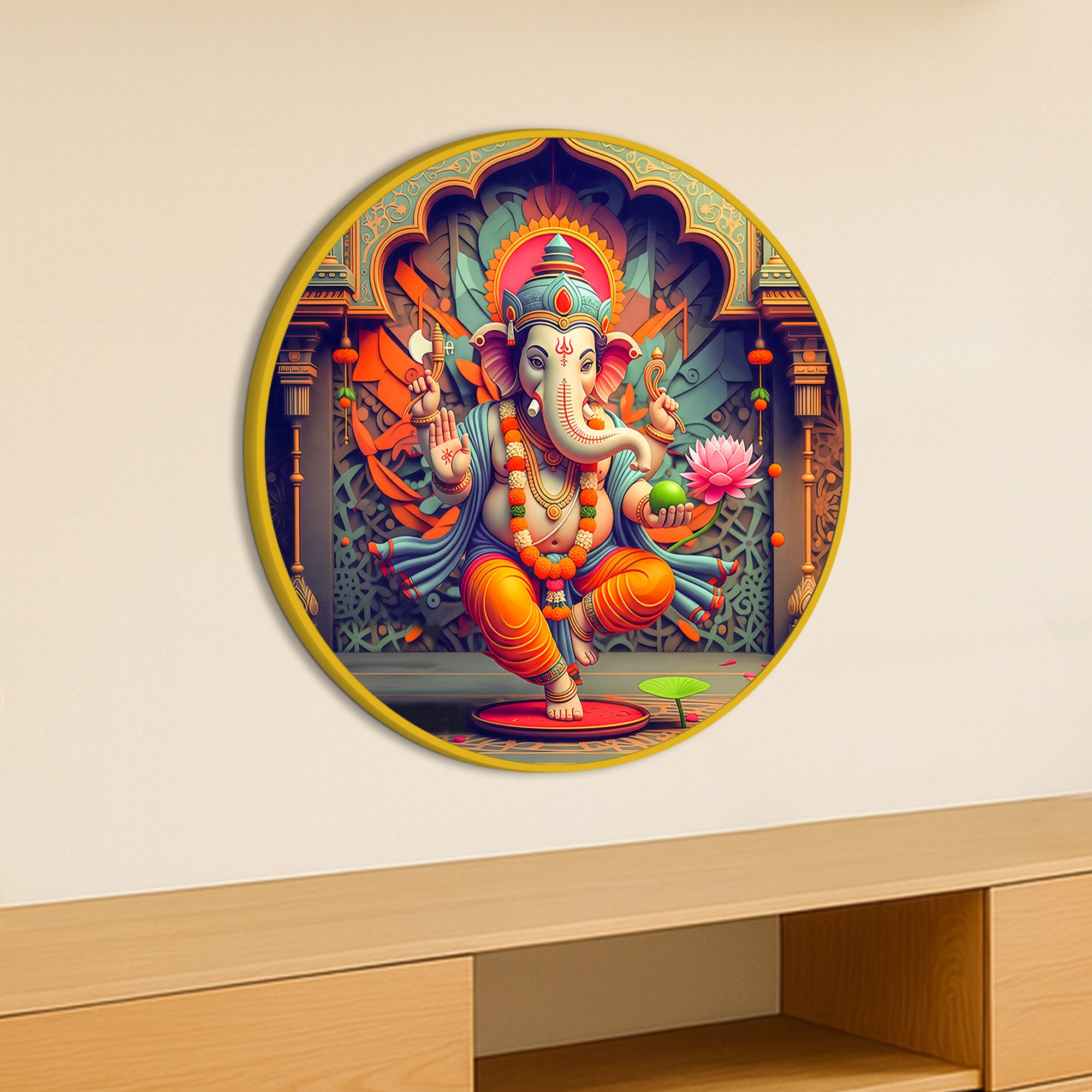 Elegant Spiritual Ganesh Ji Canvas Wall Art Painting