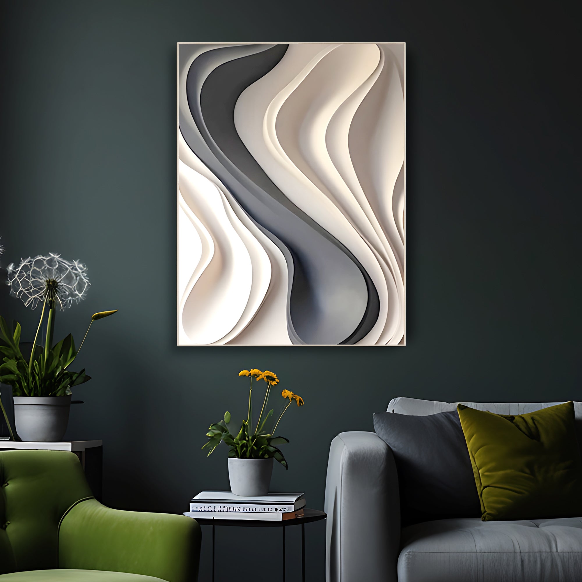 Elegant Textured 3D Wall Decor with Wavy Layered Design