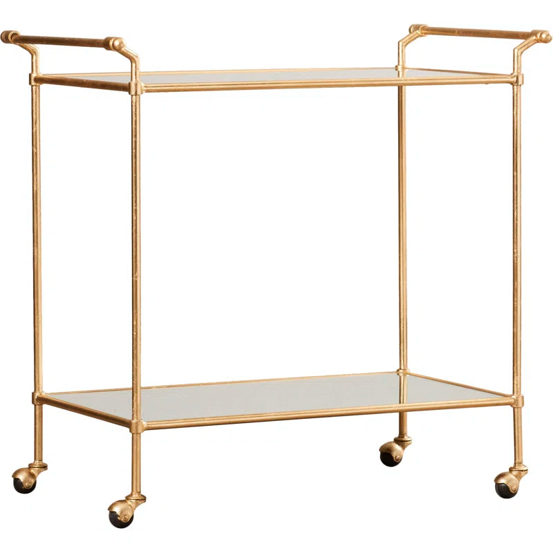 Elegant Two-Tier Gold Bar Trolley with Minimalist Design