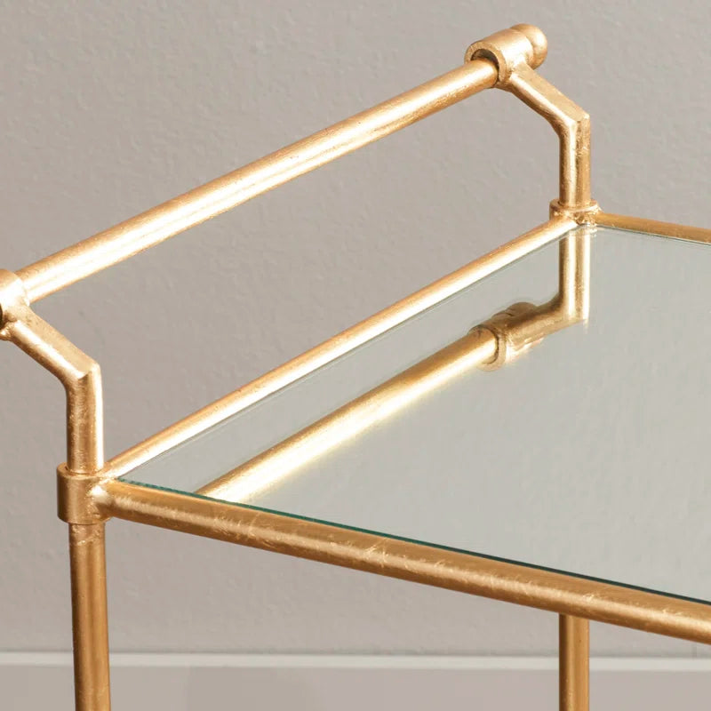 Elegant Two-Tier Gold Bar Trolley with Minimalist Design