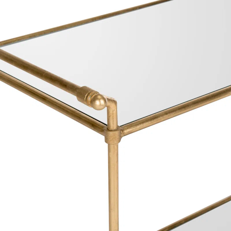 Elegant Two-Tier Gold Bar Trolley with Minimalist Design