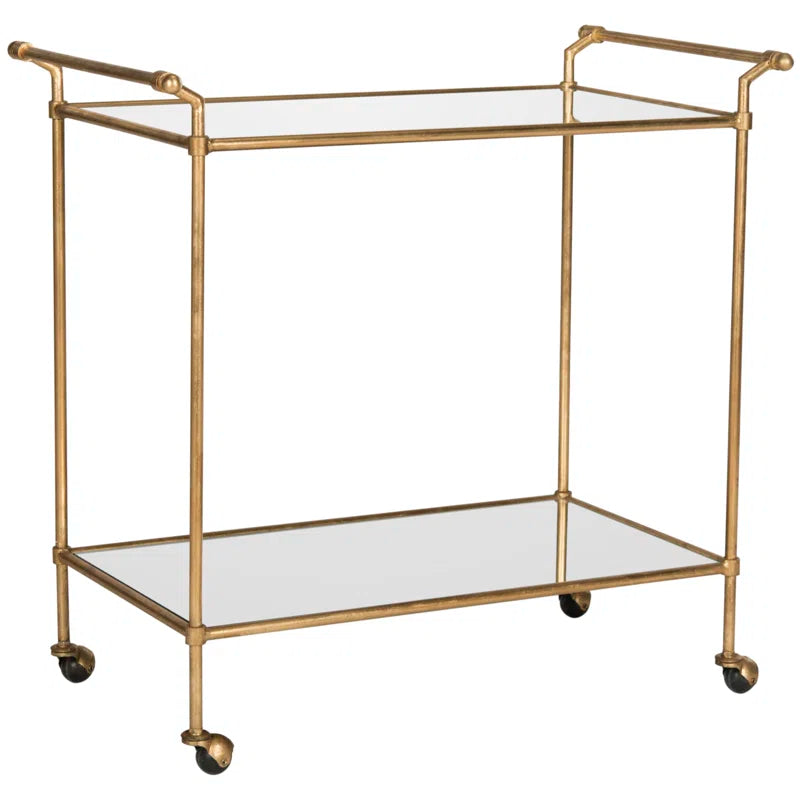 Elegant Two-Tier Gold Bar Trolley with Minimalist Design