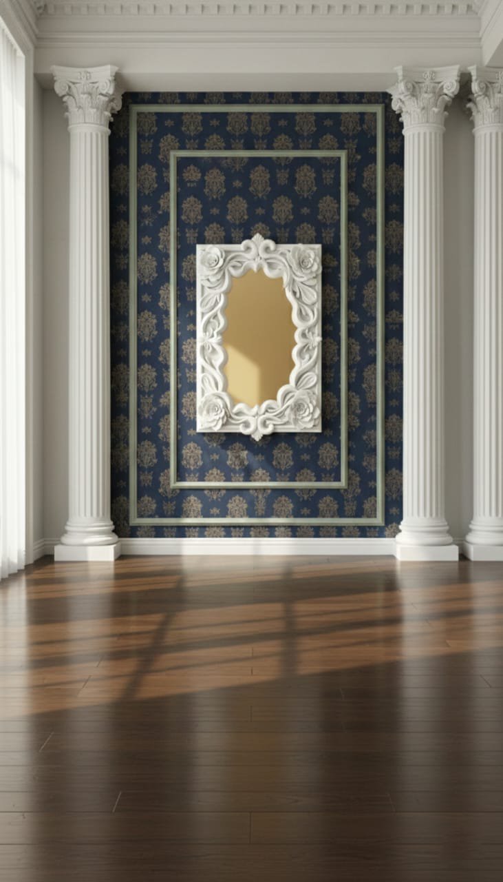 Elegant White Sunburst 3D Wall Mirror | Decorative Round Mirror for Living Room