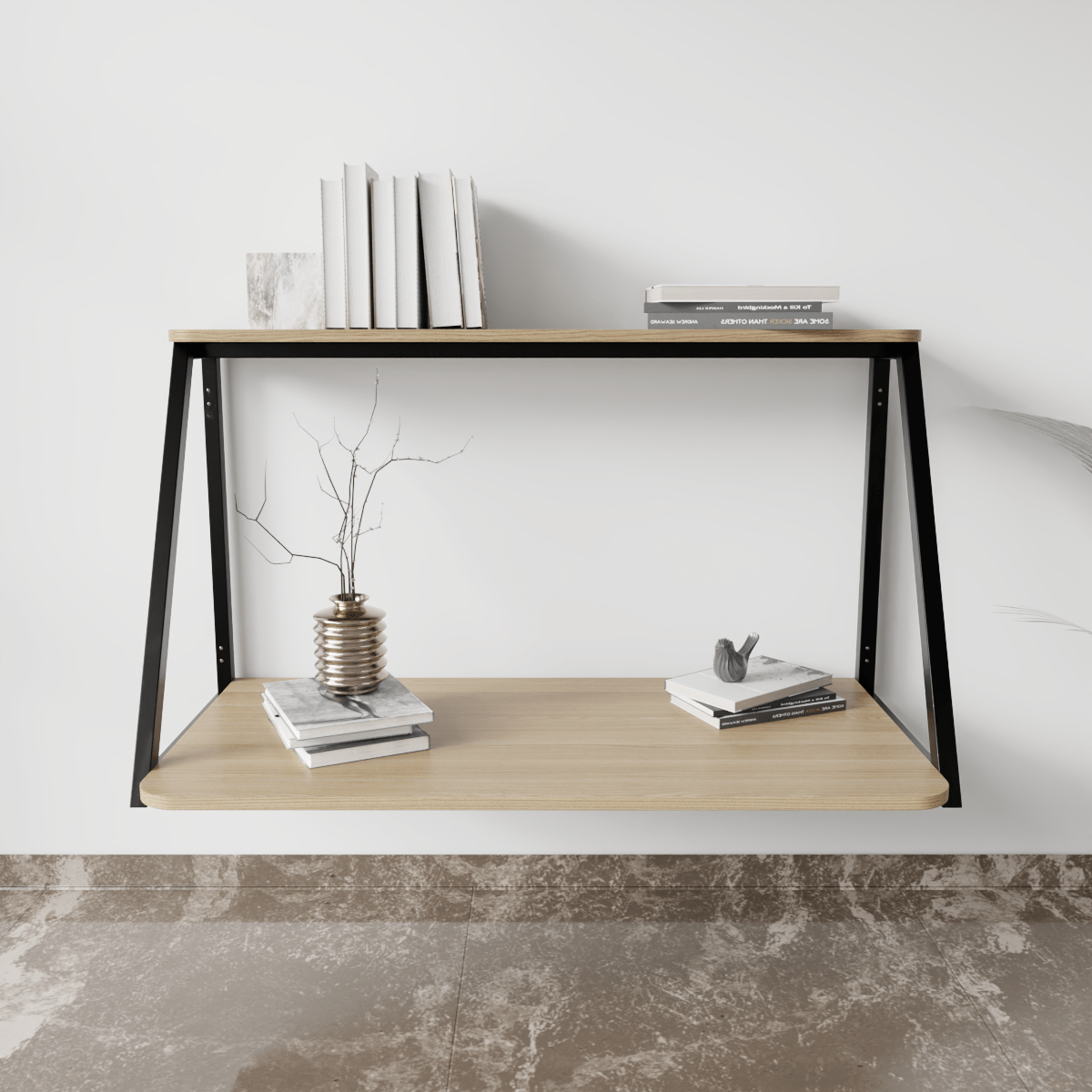 Elegant Wooden Wall Mounted Desk for Books & Display Decor