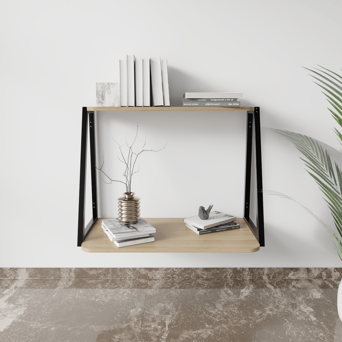 Elegant Wooden Wall Mounted Desk for Books & Display Decor