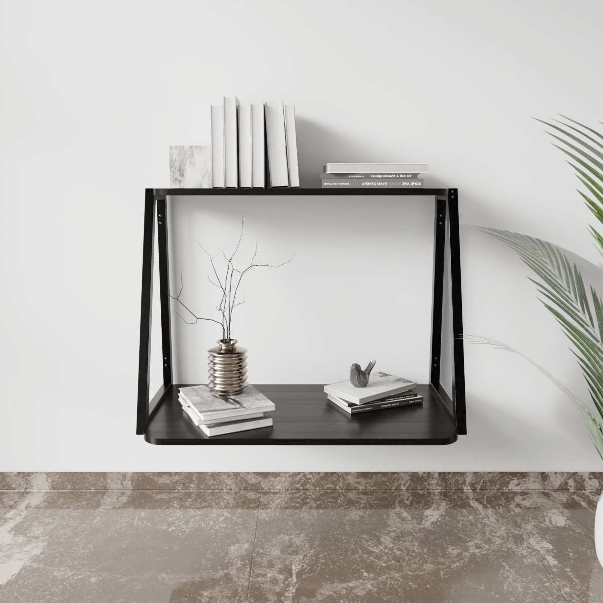 Elegant Wooden Wall Mounted Desk for Books & Display Decor