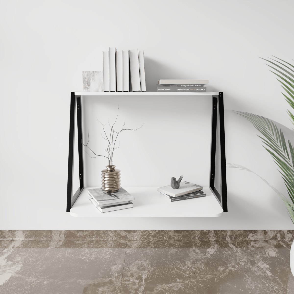 Elegant Wooden Wall Mounted Desk for Books & Display Decor