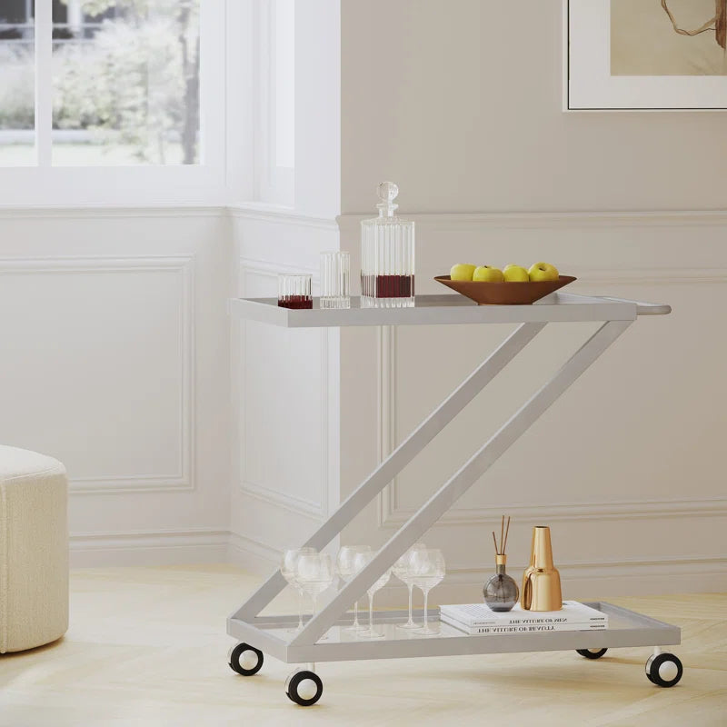 Elegant Z-Leg Serving Trolley in Metal Finish
