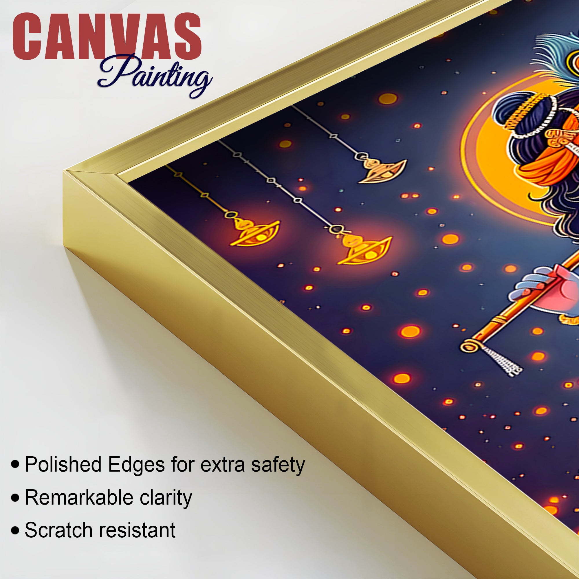 Enchanting Little Radha Krishna Sacred Radiance Devotional Wall Art Abstract Canvas Wall Painting