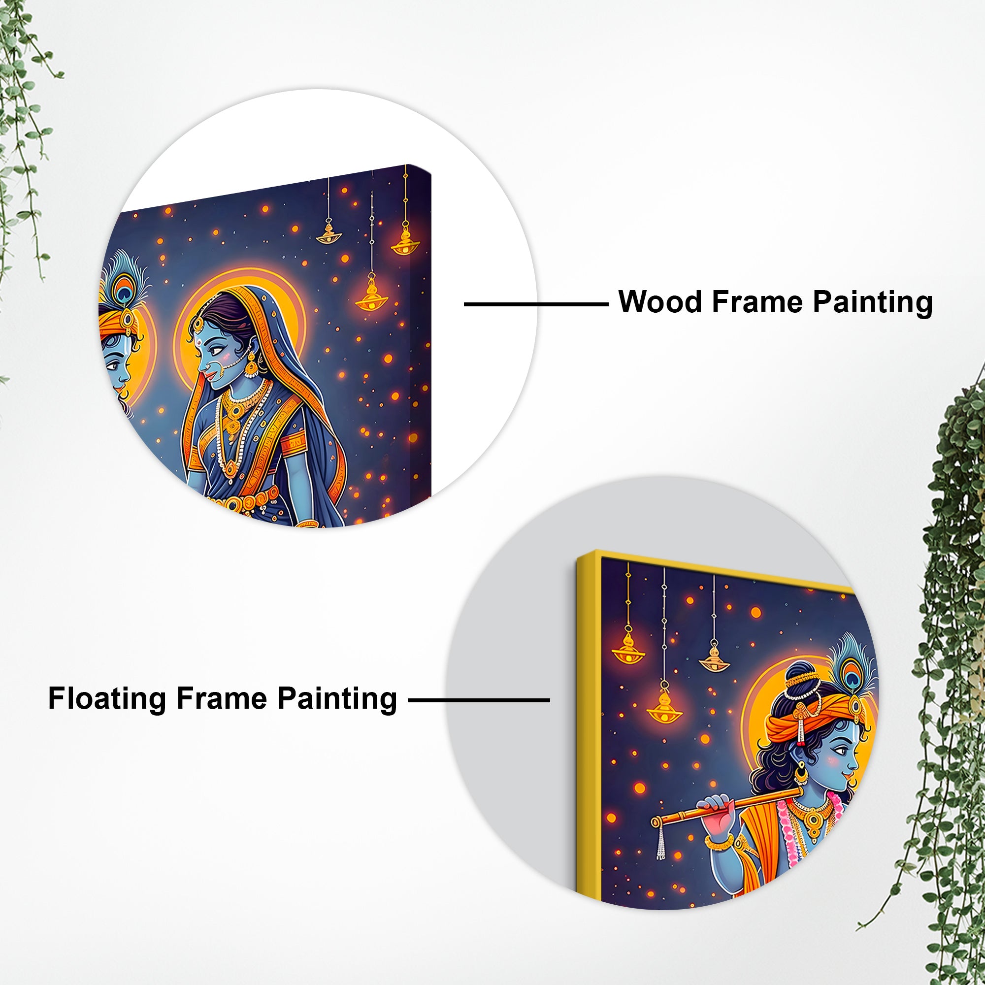 Enchanting Little Radha Krishna Sacred Radiance Devotional Wall Art Abstract Canvas Wall Painting