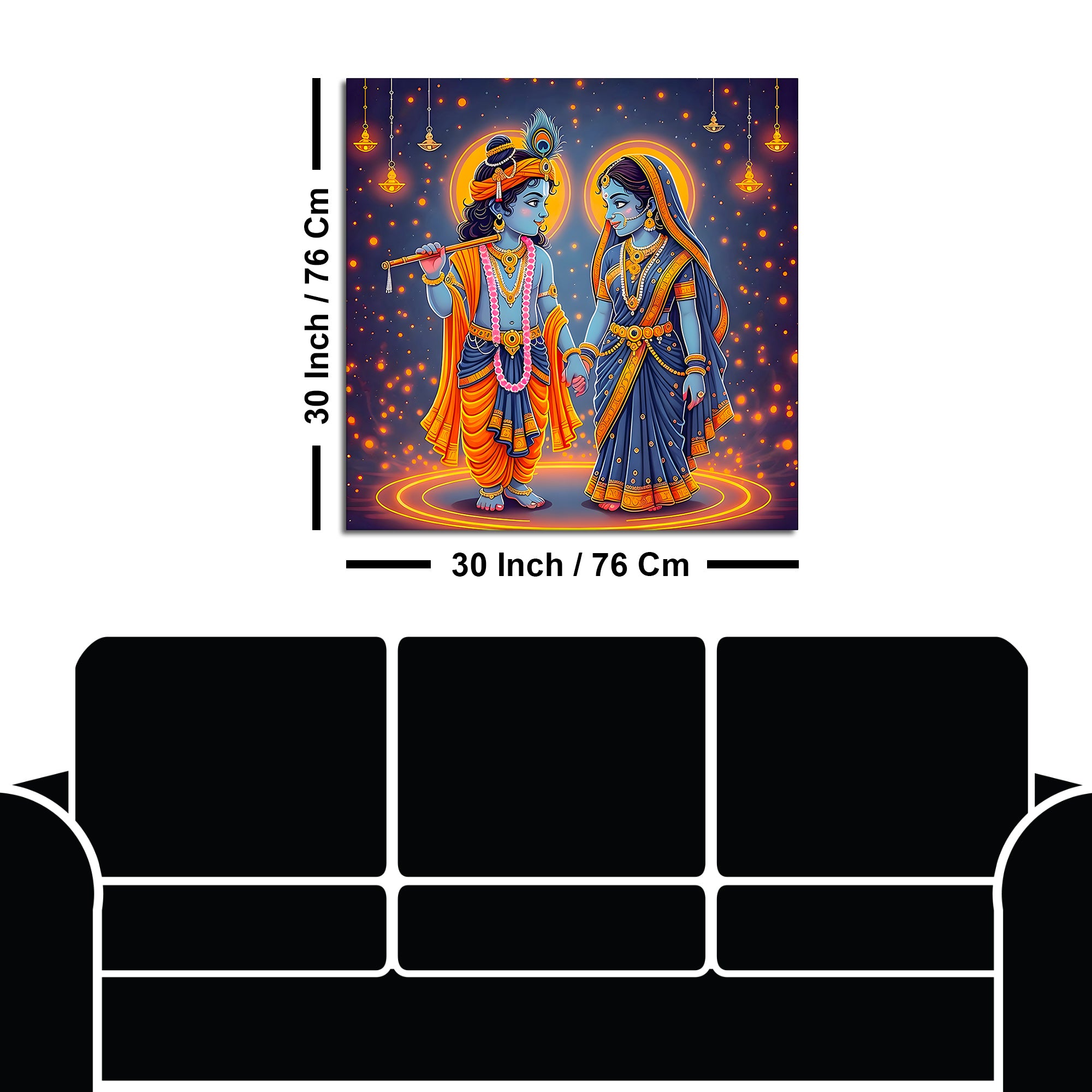 Enchanting Little Radha Krishna Sacred Radiance Devotional Wall Art Abstract Canvas Wall Painting