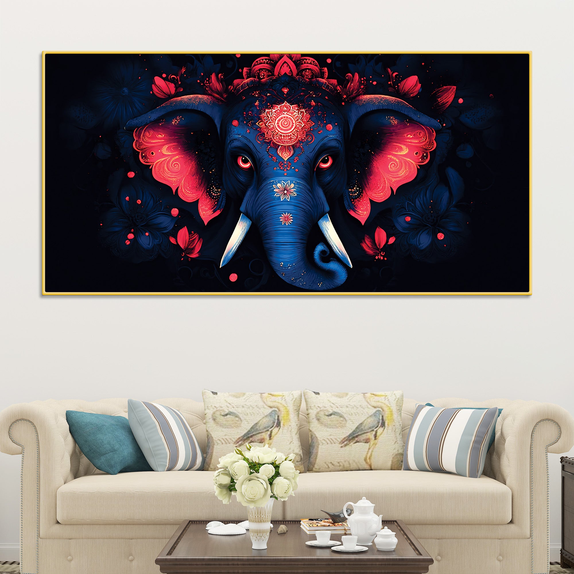 Eternal Lord Shri Ganesha Stylish Canvas Wall Painting for Home & Office Decor