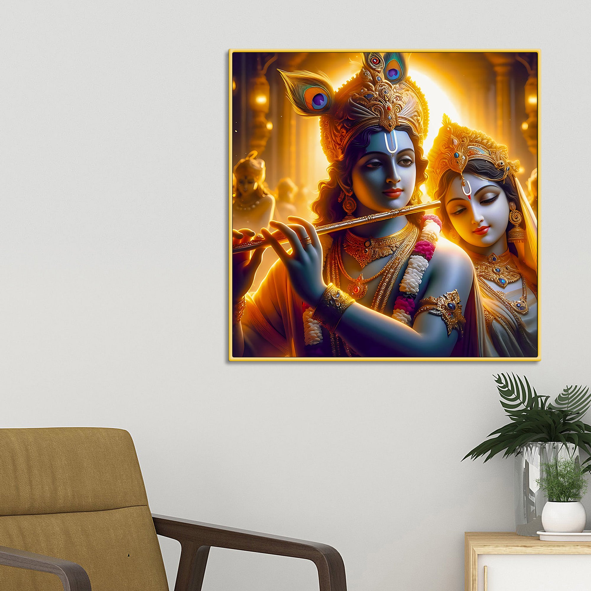 Eternal Radha Krishna Devotional Canvas Wall Painting