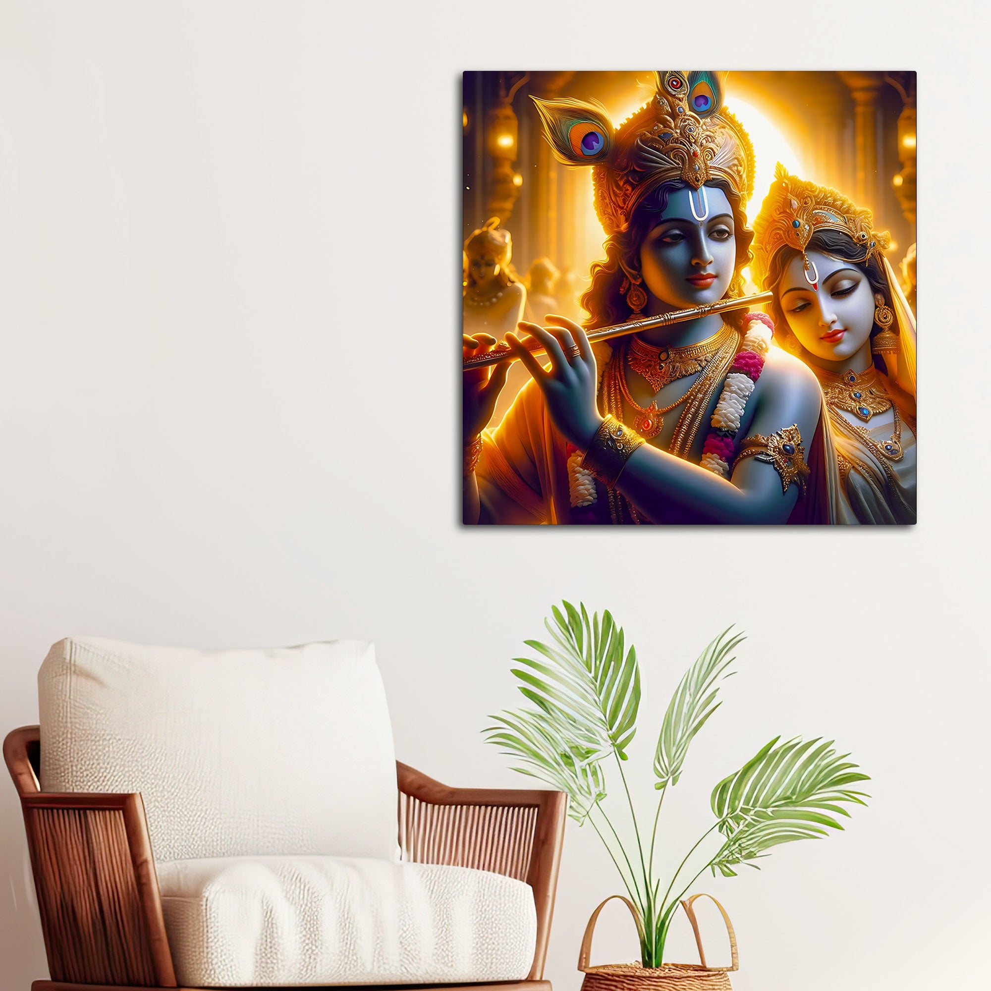 Eternal Radha Krishna Devotional Canvas Wall Painting