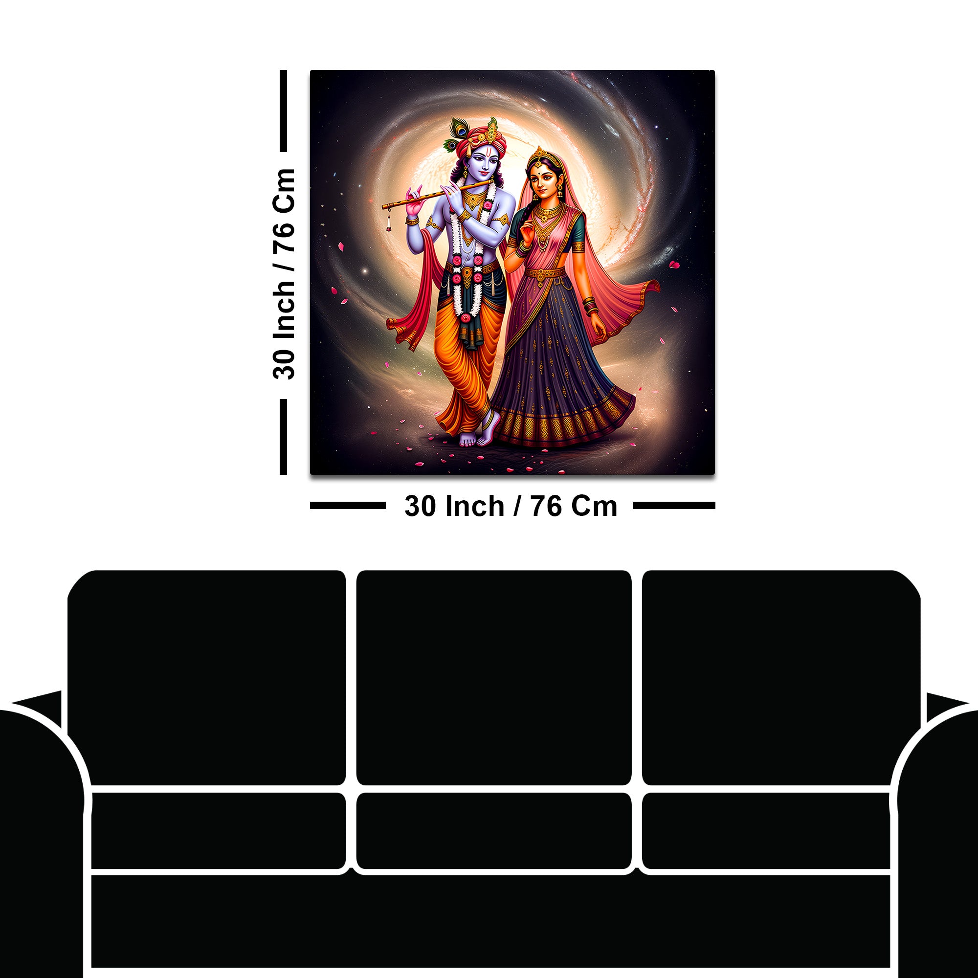 Eternal Shree Radha Krishna Cosmic Theme Canvas Wall Painting for Home Temple & Office – Modern Devotional Wall Decor